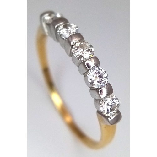 61 - AN 18K YELLOW GOLD DIAMOND SET HALF ETERNITY RING. 0.50CTW. 2.9G. SIZE U. SC6057.