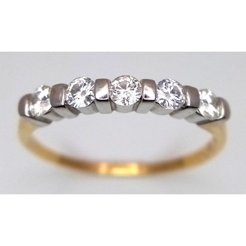 61 - AN 18K YELLOW GOLD DIAMOND SET HALF ETERNITY RING. 0.50CTW. 2.9G. SIZE U. SC6057.