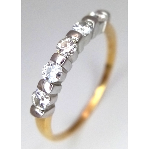 61 - AN 18K YELLOW GOLD DIAMOND SET HALF ETERNITY RING. 0.50CTW. 2.9G. SIZE U. SC6057.
