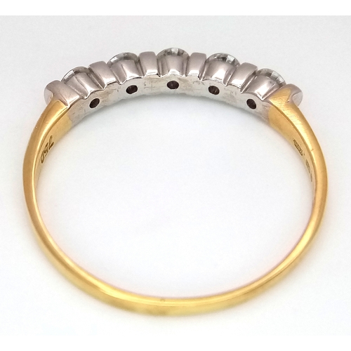 61 - AN 18K YELLOW GOLD DIAMOND SET HALF ETERNITY RING. 0.50CTW. 2.9G. SIZE U. SC6057.