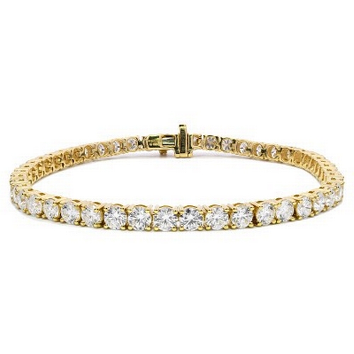 66 - A LAB-GROWN 9CTW DIAMOND BRACELET SET IN 18K YELLOW GOLD. 7 INCH BRACELET LENGTH. 16.04g TOTAL WEIGH... 