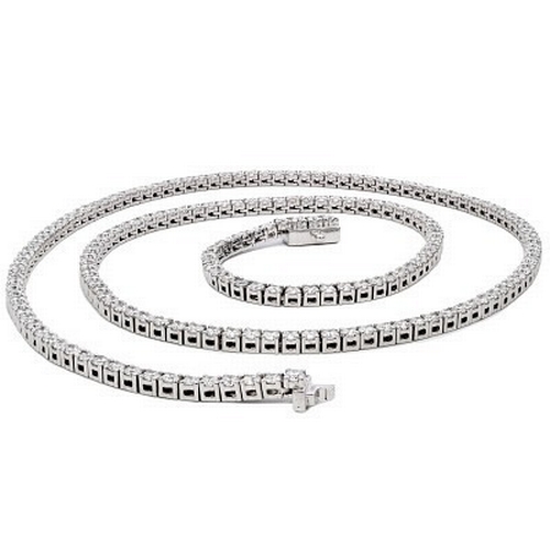 73 - A LAB-GROWN 15CTW DIAMOND NECKLACE SET IN 9K WHITE GOLD. 18 INCH NECKLACE LENGTH. 21.65g TOTAL WEIGH... 