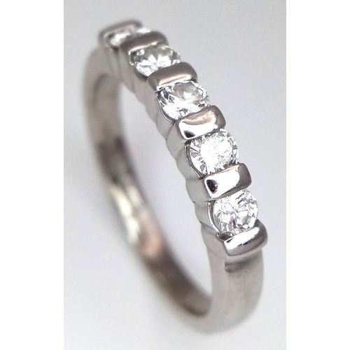 78 - 18K WHITE GOLD 5 STONE DIAMOND SET RING 0.50CT 4.1G SIZE N MILLENIUM HALLMARK. REF: SPSA 6007