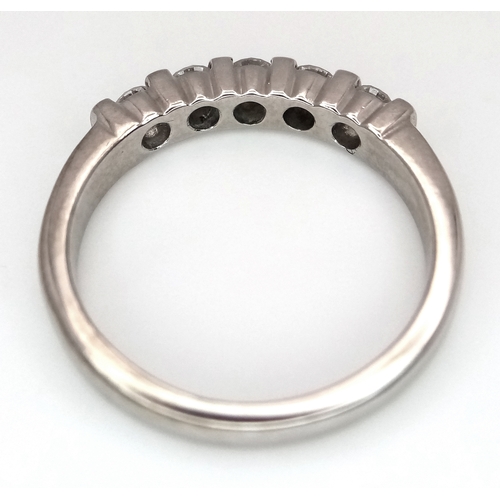 78 - 18K WHITE GOLD 5 STONE DIAMOND SET RING 0.50CT 4.1G SIZE N MILLENIUM HALLMARK. REF: SPSA 6007