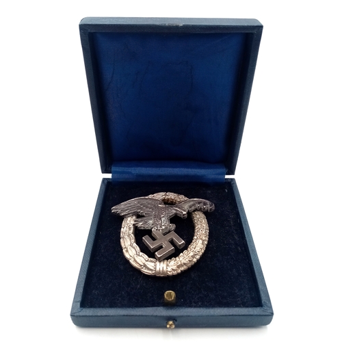 295 - 3rd Reich Cased Luftwaffe Observers Badge. Maker JMME & Sohn Berlin.