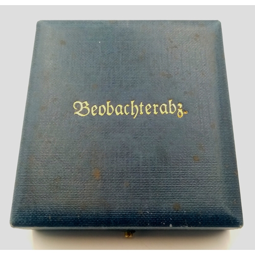 295 - 3rd Reich Cased Luftwaffe Observers Badge. Maker JMME & Sohn Berlin.