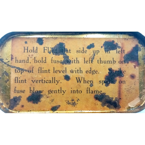 330 - WW1-WW2 Period “The Allies Tinder Box” with original iron striker, flint fragment and taper.