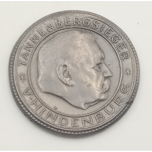 804 - Rare White Metal 3rd Reich Tannenberg Celebration Medallion, 27 August 1939. These were normally mad... 