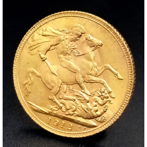 3 - A 1912 George V Full Sovereign Coin. 22k gold.