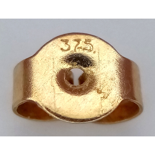 454 - A Pair of 9K Yellow Gold Twist Drop Earrings. 3.5cm. 1.85g.