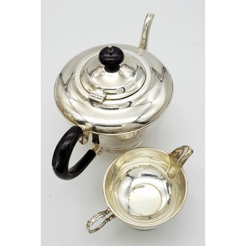 551 - A Vintage Henry Clifford Davis 1958 Sterling Silver Tea and Coffee Set. Teapot, coffee pot, creamer ... 