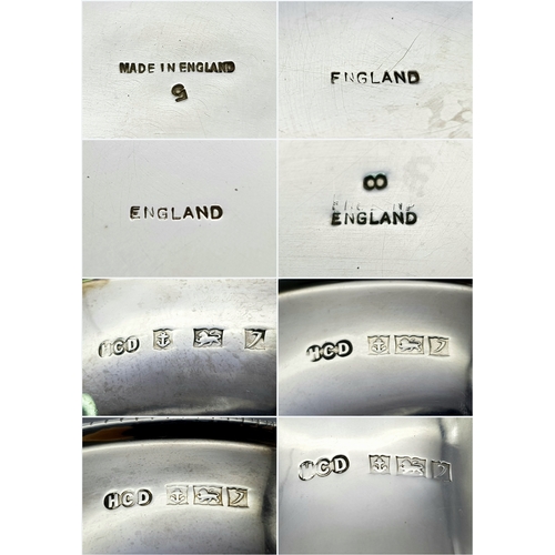 551 - A Vintage Henry Clifford Davis 1958 Sterling Silver Tea and Coffee Set. Teapot, coffee pot, creamer ... 