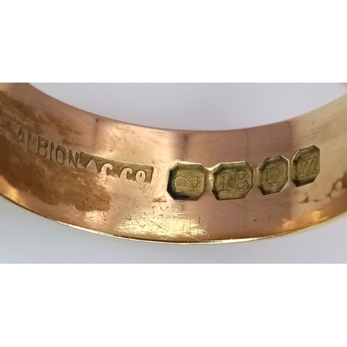 60 - An 18K Yellow Gold Band Ring. UK hallmarks. 7mm width. size N. 4.05g.