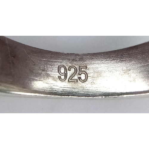 1019 - A 5ct White Moissanite Ring. Set in 925 Silver. Size S. CD-2066.