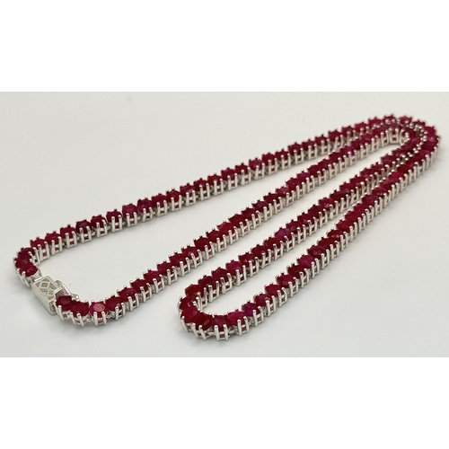 718 - A Ruby Gemstone Tennis Necklace. Set in 925 Silver. 46cm.
CD-2054.