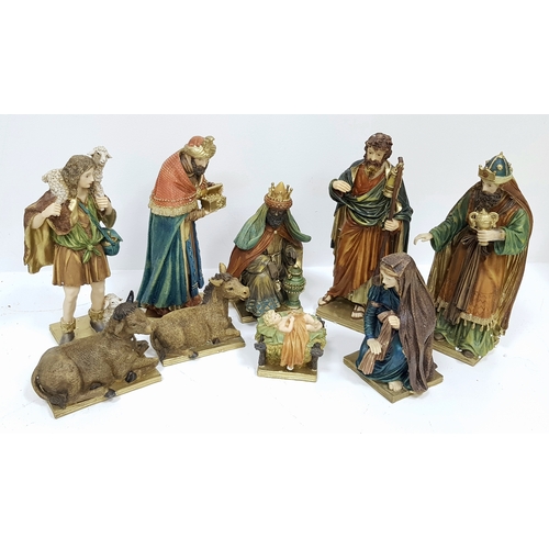 743 - A Box of Nine Christmas Nativity Figures - Detailed painted resin. In very good condition, possibly ... 