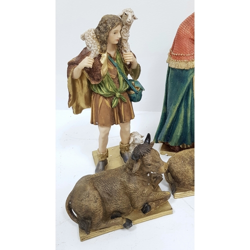 743 - A Box of Nine Christmas Nativity Figures - Detailed painted resin. In very good condition, possibly ... 