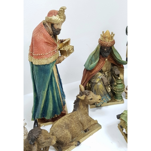743 - A Box of Nine Christmas Nativity Figures - Detailed painted resin. In very good condition, possibly ... 