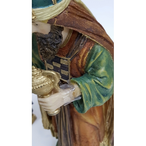 743 - A Box of Nine Christmas Nativity Figures - Detailed painted resin. In very good condition, possibly ... 