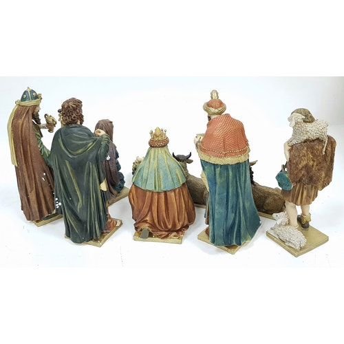 743 - A Box of Nine Christmas Nativity Figures - Detailed painted resin. In very good condition, possibly ... 