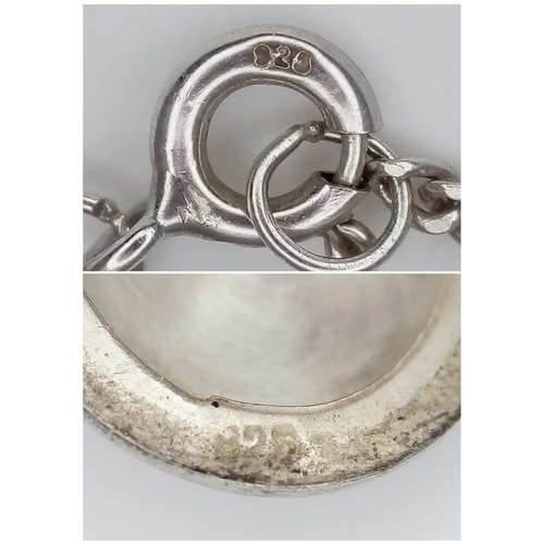 1181 - A vintage 925 silver stone set Oval locket pendant, set on a silver necklace. Total length 58cm, tot... 