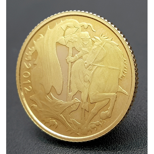 1415 - A 2012 QUEEN ELIZABETH II FOURTH HEAD, PROOF CONDITION, HALF SOVEREIGN COIN. 22K GOLD.  9724 - 4