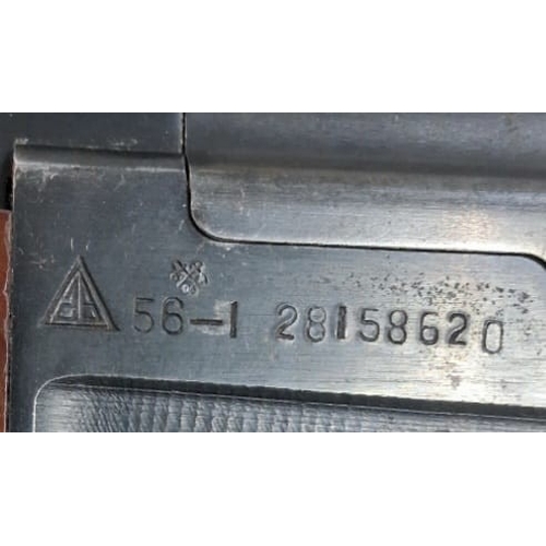 839 - A Deactivated Vintage Chinese Model 56 Assault Rifle. 7.62 x 39 calibre. Bakelite furniture. Folding... 