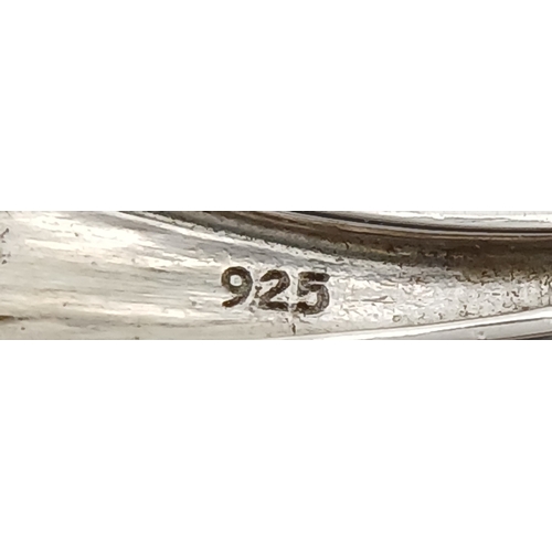 1697 - An Impressive Sterling Silver Black Spinel Cluster Ring Size R1/2. The Ring has a total of 6 Carats ... 