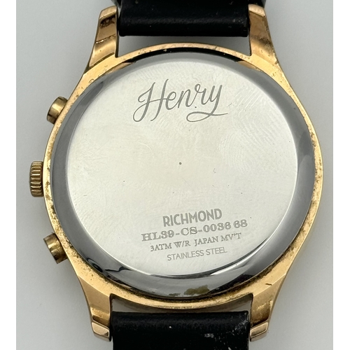 1384 - A Good Example Gold Tone Henry of London Date Chronograph Watch- 39mm Case.