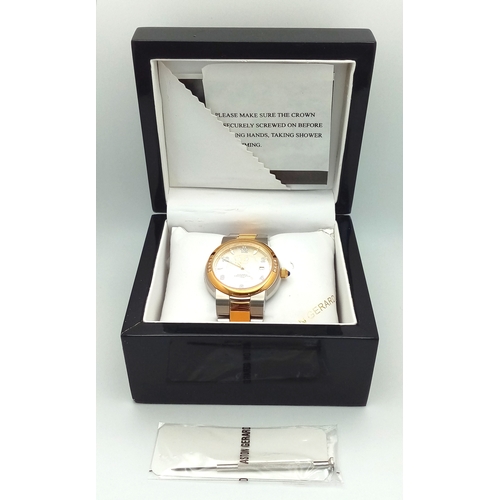 1398 - An Aston Gerard Stainless Steel and Gold-Plated Genuine Diamond Set Automatic Watch. 41mm Case. Comp... 