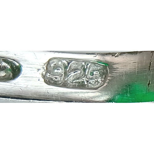 1169 - A STERLING SILVER GREEN STONE SET PEAR SHAPED RING 4.5G SIZE L. Ref: A/S NN 7003