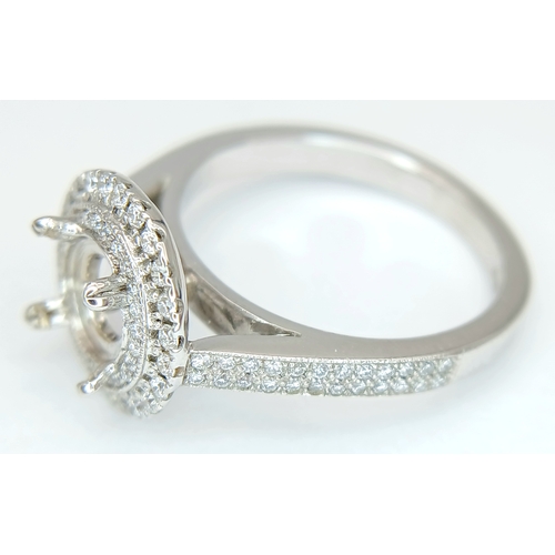 120 - A PLATINUM DIAMOND SET DOUBLE HALO RING MOUNT 5.6G SIZE L READY TO SET YOUR DREAM STONE WILL HOLD A ... 