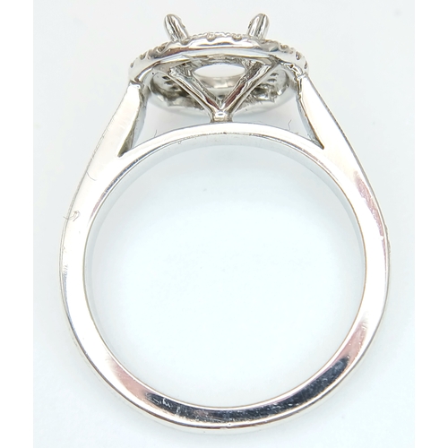 120 - A PLATINUM DIAMOND SET DOUBLE HALO RING MOUNT 5.6G SIZE L READY TO SET YOUR DREAM STONE WILL HOLD A ... 