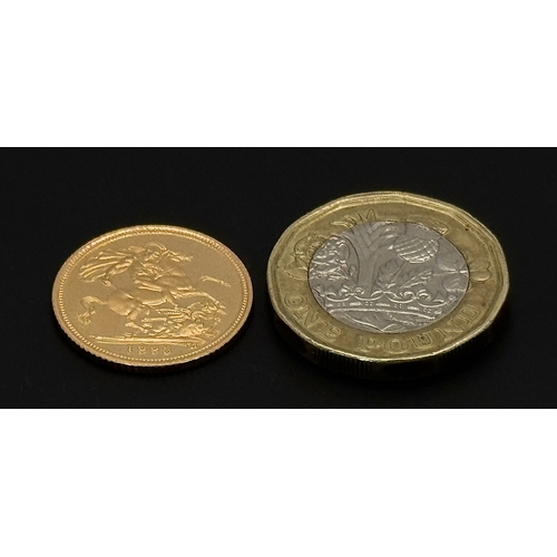 1548 - A 1993 QUEEN ELIZABETH II THIRD HEAD, PROOF CONDITION, HALF SOVEREIGN COIN. 22K GOLD. 9724-6.