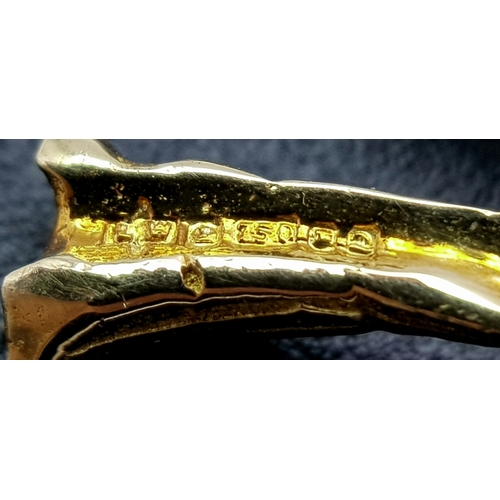 22 - An 18K YELLOW GOLD DIAMOND AND LAPIS LAZULI SET OSTRICH PIN BROOCH 11.5G WFBB. Ref: TH 7002