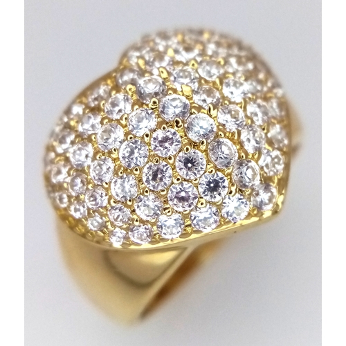 29 - An 18K YELLOW GOLD DIAMOND SET HEART RING 1.15CT 8.1G SIZE N. Ref: TH 7003