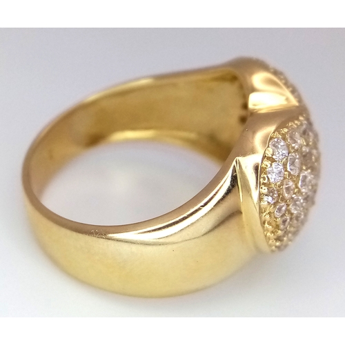 29 - An 18K YELLOW GOLD DIAMOND SET HEART RING 1.15CT 8.1G SIZE N. Ref: TH 7003