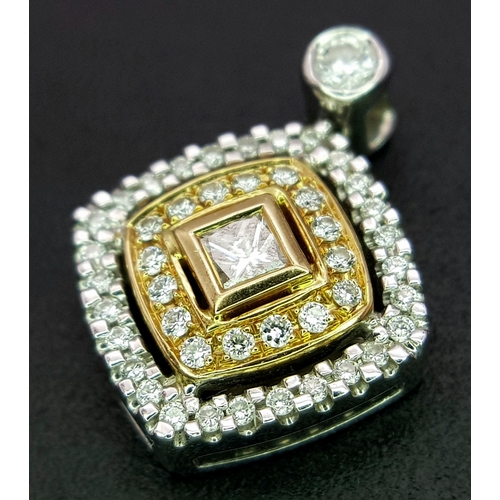 400 - An 18K 2 COLOUR DIAMOND SET PENDANT 0.31CT 2.8G. Ref: SPSA 7009