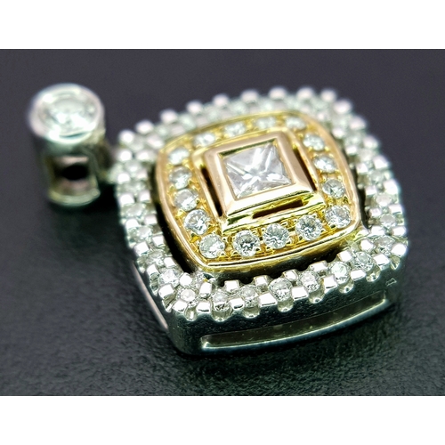 400 - An 18K 2 COLOUR DIAMOND SET PENDANT 0.31CT 2.8G. Ref: SPSA 7009