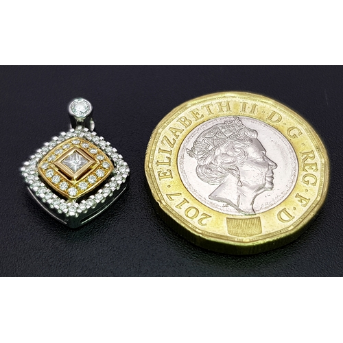 400 - An 18K 2 COLOUR DIAMOND SET PENDANT 0.31CT 2.8G. Ref: SPSA 7009