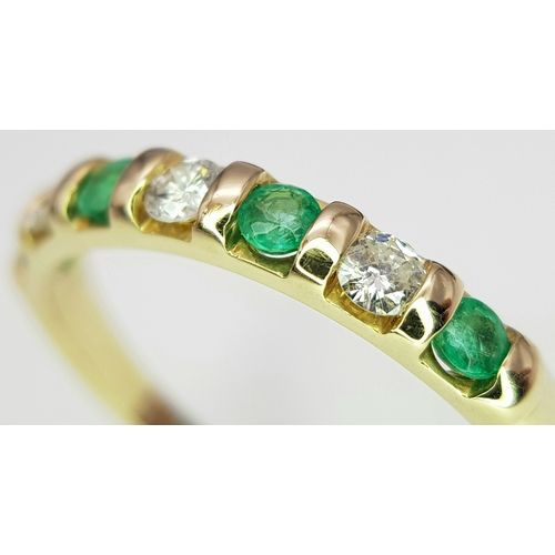 402 - A 14K Yellow Gold, Diamond and Emerald Ring. Size P. 2.22g.
MT33.