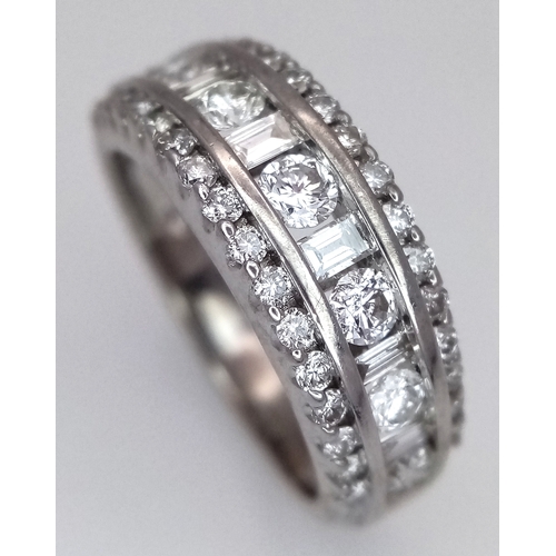 71 - An 18K WHITE GOLD MIXED CUT DIAMOND BAND RING. 1CT APPROX DIAMONDS. 5.8G SIZE K. Ref: SPSA 7005