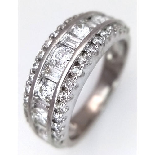 71 - An 18K WHITE GOLD MIXED CUT DIAMOND BAND RING. 1CT APPROX DIAMONDS. 5.8G SIZE K. Ref: SPSA 7005