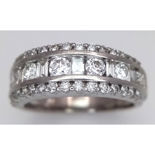 71 - An 18K WHITE GOLD MIXED CUT DIAMOND BAND RING. 1CT APPROX DIAMONDS. 5.8G SIZE K. Ref: SPSA 7005