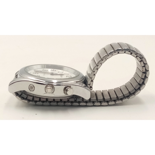953 - A MAUJOY TALKING WATCH IN FULL WORKING ORDER WITH EXPANDING BRACELET. TELLS TIME, DATE AND HAS AN AL... 