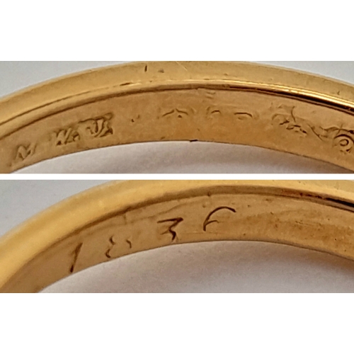 138 - An 18K YELLOW GOLD DIAMOND AND SAPPHIRE RING. 3.7G SIZE J. Ref: SC 7074