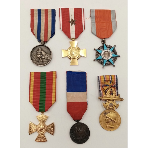 836 - 6 x WW2 Period French Military and Firefighting Medals.