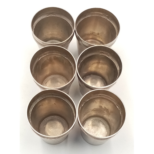 840 - Set of 6 Silver Plated WW2 German Gebirgsjäger (Mountain Troops) Schnapps Cups.