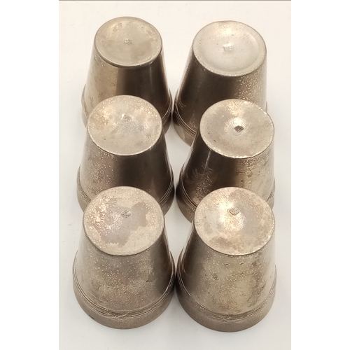 840 - Set of 6 Silver Plated WW2 German Gebirgsjäger (Mountain Troops) Schnapps Cups.