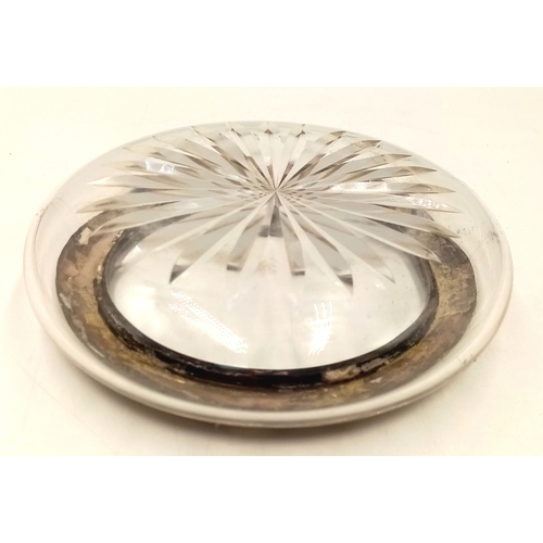856 - 1932 Dated Hallmarked Silver Rimmed Ashtray. Dedicated to the loss of the British Aircraft Carrier S... 